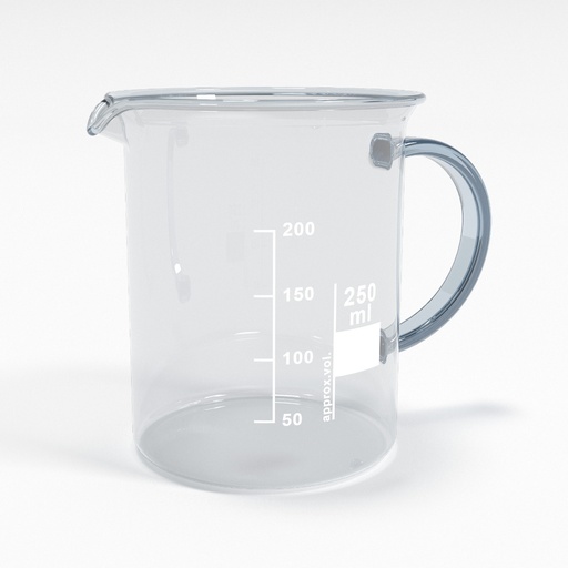 [BGH0250] Becherglas 250ml Teilung und Ausguss - Henkel