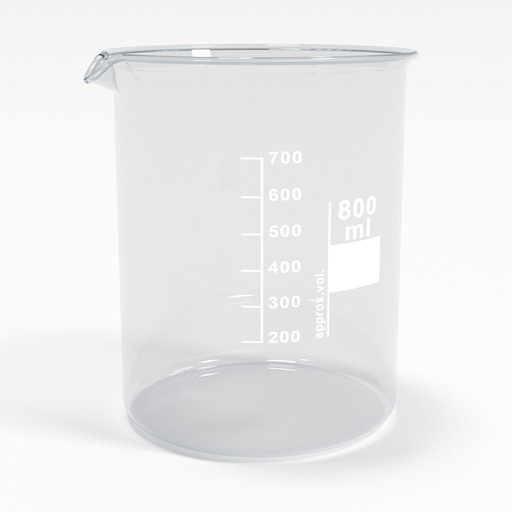 [BGB0800L] Becherglas 800ml mit Teilung und Ausguss Low