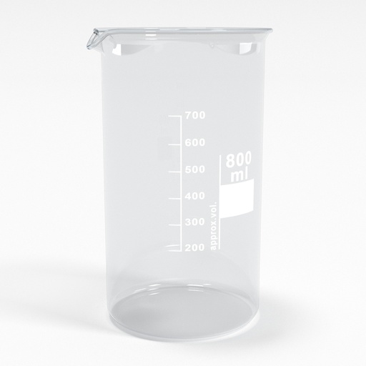 [BGB0800T] Becherglas 800ml mit Teilung und Ausguss Tall