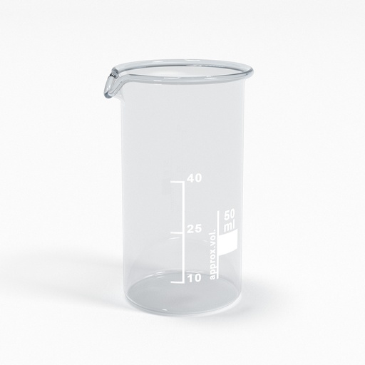 [BGB0050L] Becherglas 50ml mit Teilung und Ausguss Low