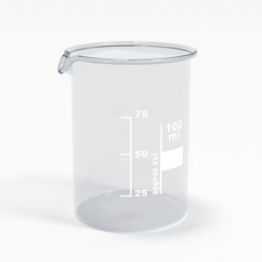 [BGB0100L] Becherglas 100ml mit Teilung und Ausguss Low