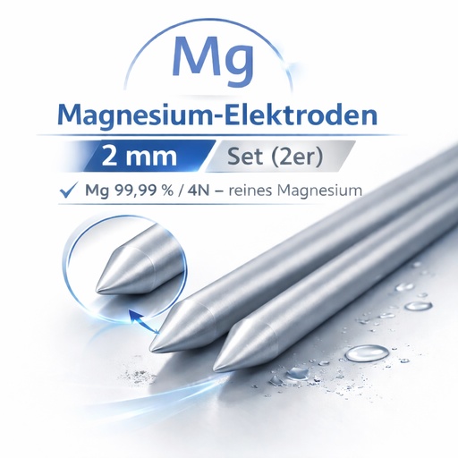 [M21009] Magnesium-Elektroden (99,99 %) – Ø 2 mm angespitzt (Paar) Länge 80 mm