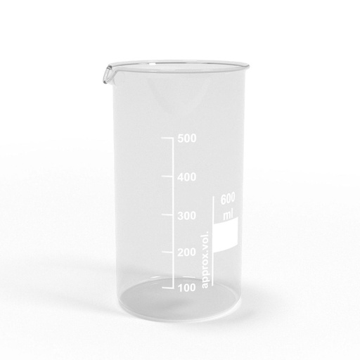 [BGB0600T] Becherglas 600ml mit Teilung und Ausguss Tall