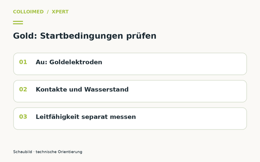 Kolloidales Gold mit dem Xpert: Start und Wasserleitwert